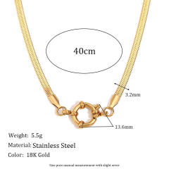 Stainless Steel DIY Pearl Shell Pendant Necklace Vacuum Plating 18K Gold