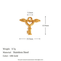 Stainless steel plated 18K gold angel key love jewelry accessories