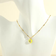 Spring summer color enamel sweet heart pendant copper necklace