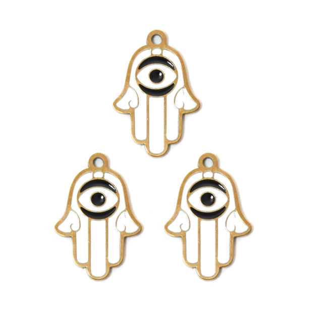 304 Stainless Steel Devil's Eye Oil Drop Palm Pendant DIY Necklace Accessories