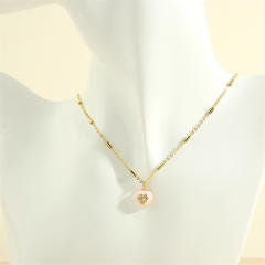 Spring summer color enamel sweet heart pendant copper necklace