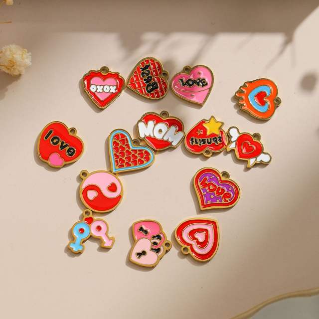 304 Stainless Steel Pink Love Love/MOM mother's Day DIY Accessories Pendant