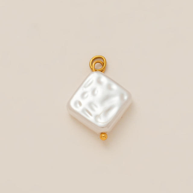 Stainless Steel DIY Pearl Shell Pendant Necklace Vacuum Plating 18K Gold