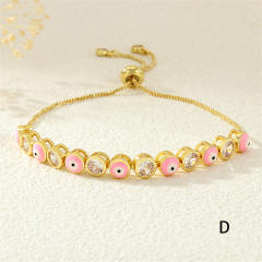 Copper 18K drip zircon evil eye bracelet