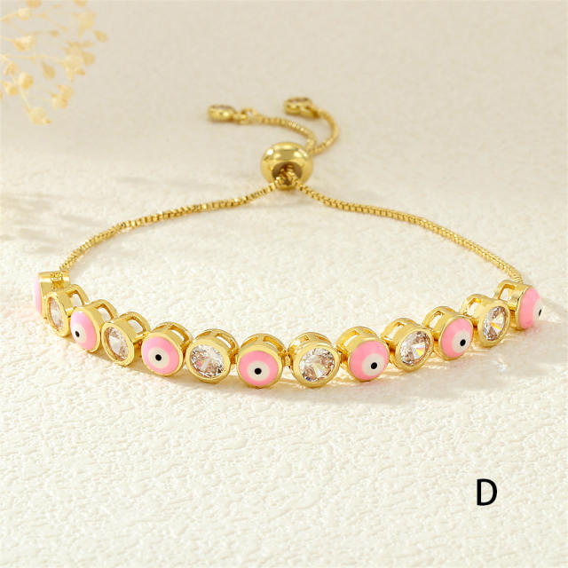 Copper 18K drip zircon evil eye bracelet