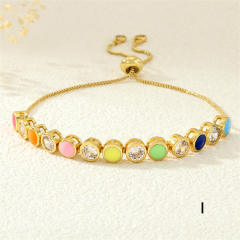 Copper 18K drip zircon evil eye bracelet