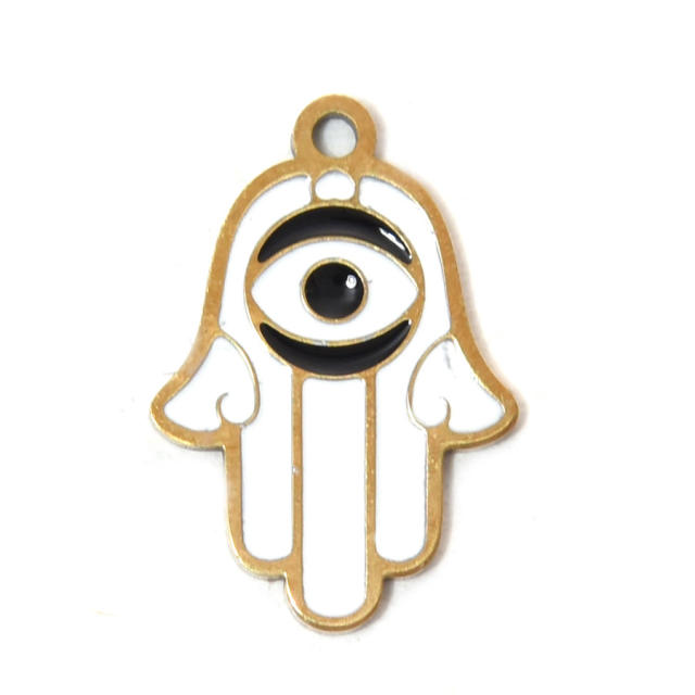 304 Stainless Steel Devil's Eye Oil Drop Palm Pendant DIY Necklace Accessories