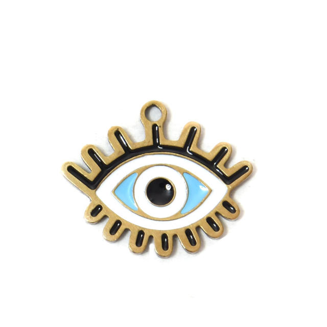 304 Stainless Steel Devil's Eye Oil Drop Palm Pendant DIY Necklace Accessories