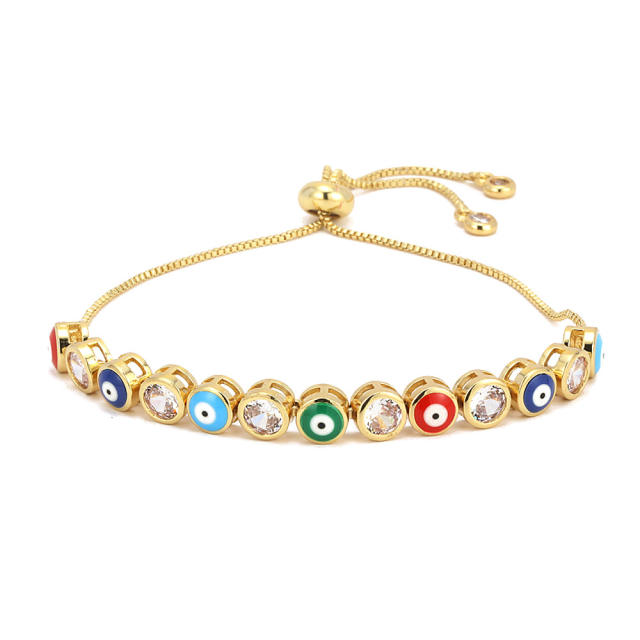 Copper 18K drip zircon evil eye bracelet