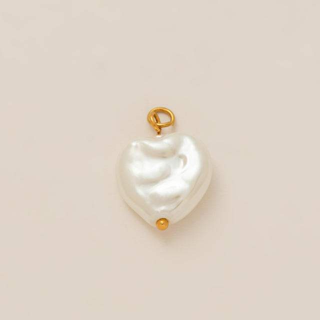 Stainless Steel DIY Pearl Shell Pendant Necklace Vacuum Plating 18K Gold