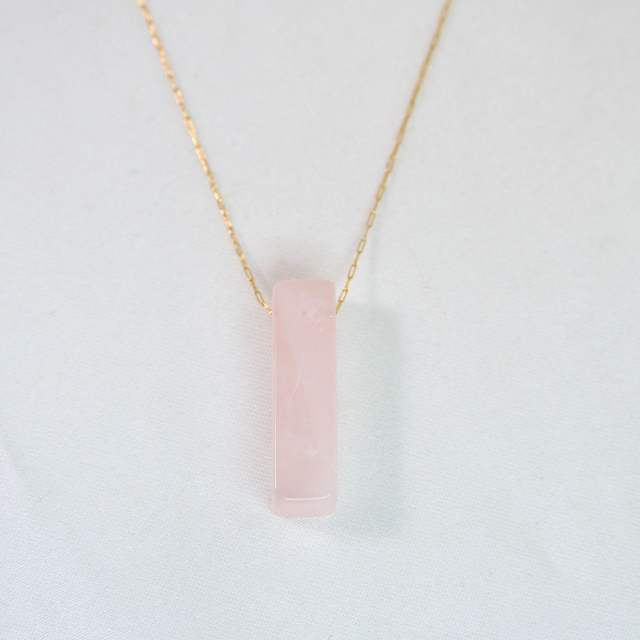 Natural Stone Stacked Stainless Steel 14K Gold Necklace Women's Simple High-end Handmade Necklace