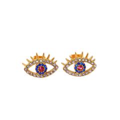 Luxury diamond evil eye stainless steel ear studs