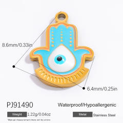 18KG blue enamel evil eye hasma hand diy charm stainless steel charms