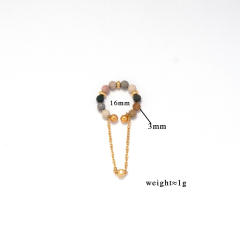 Natural stone bead stainless steel ear cuff chain stainless steel ear cuff