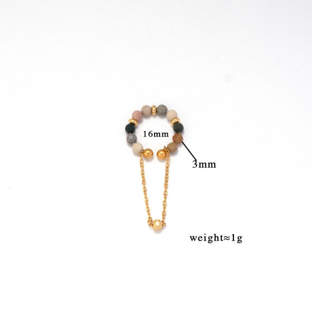 Natural stone bead stainless steel ear cuff chain stainless steel ear cuff