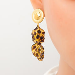 Stainless Steel 18k Leopard Print Gold Earrings dangle earrings