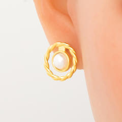 18KG hollow out flower big earrings stainless steel earrings