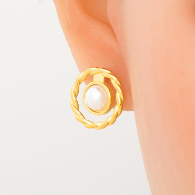 18KG hollow out flower big earrings stainless steel earrings
