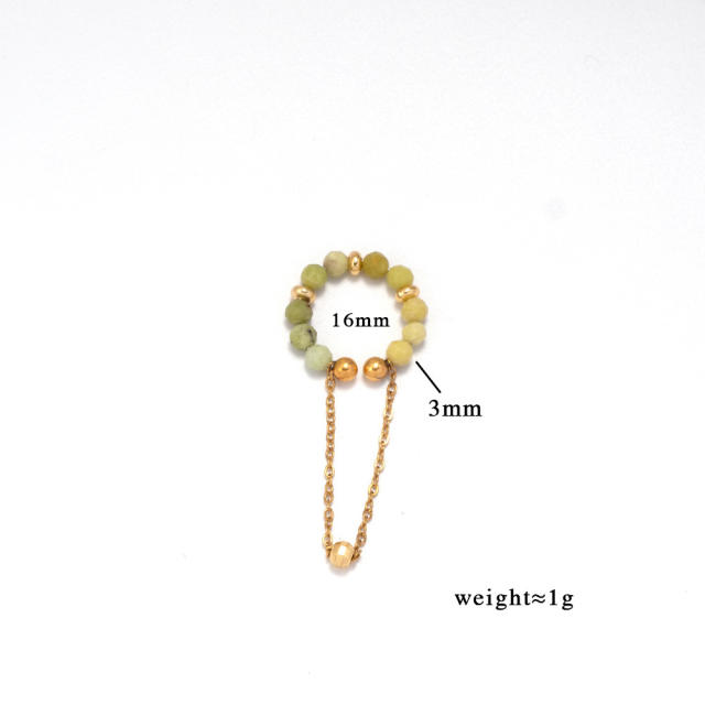 Natural stone bead stainless steel ear cuff chain stainless steel ear cuff