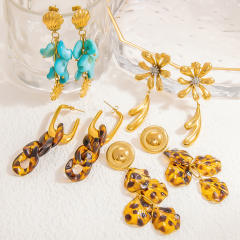 Stainless Steel 18k Leopard Print Gold Earrings dangle earrings