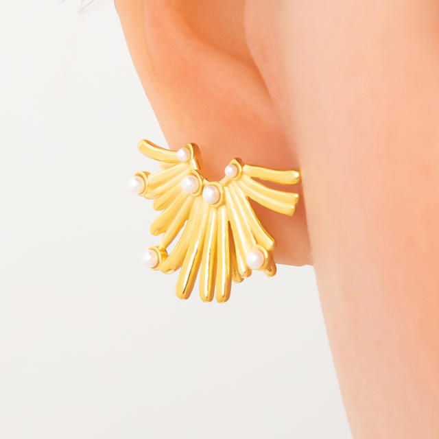 18KG hollow out flower big earrings stainless steel earrings