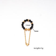 Natural stone bead stainless steel ear cuff chain stainless steel ear cuff