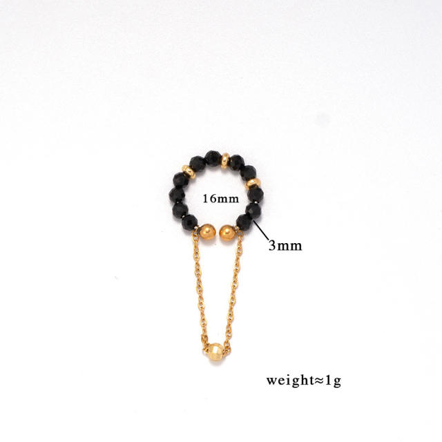 Natural stone bead stainless steel ear cuff chain stainless steel ear cuff