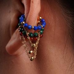 Natural stone bead stainless steel ear cuff chain stainless steel ear cuff
