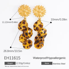 Stainless Steel 18k Leopard Print Gold Earrings dangle earrings