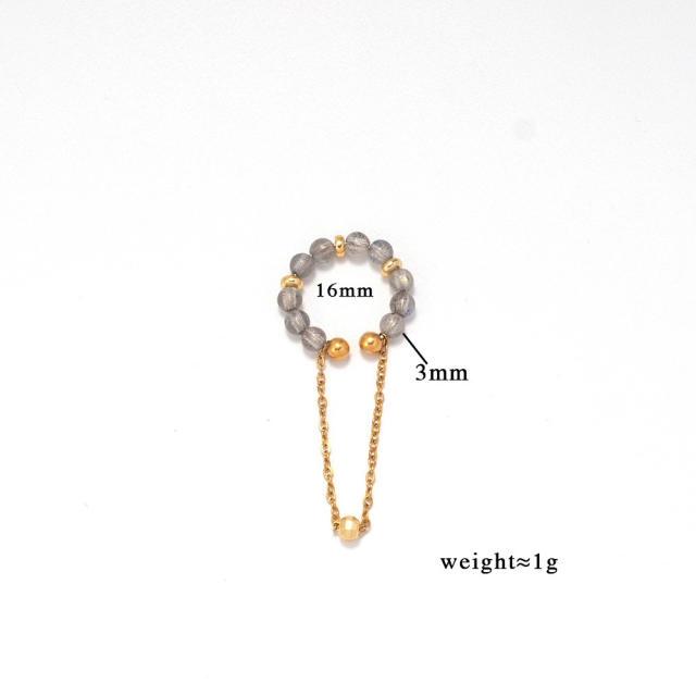 Natural stone bead stainless steel ear cuff chain stainless steel ear cuff