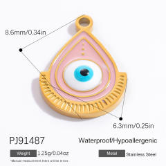 18KG blue enamel evil eye hasma hand diy charm stainless steel charms