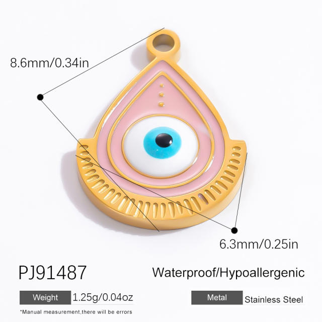 18KG blue enamel evil eye hasma hand diy charm stainless steel charms