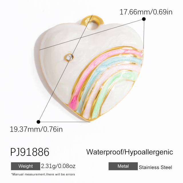 Color enamel heart flower diy jewelry charms stainless steel charms