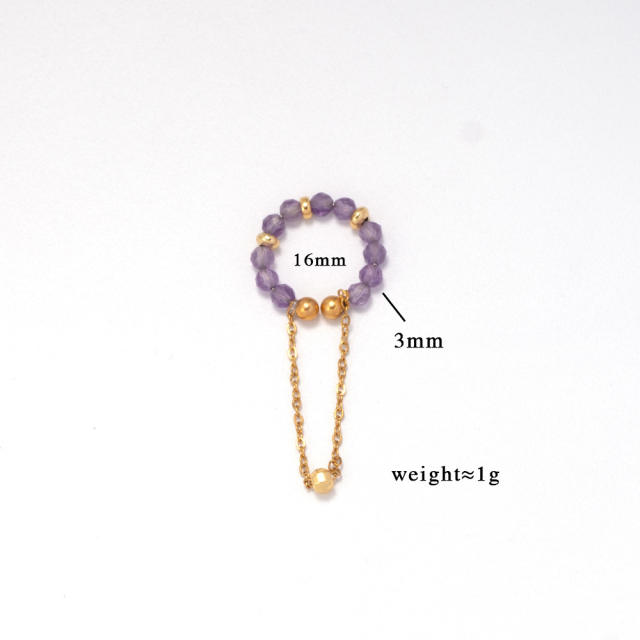 Natural stone bead stainless steel ear cuff chain stainless steel ear cuff