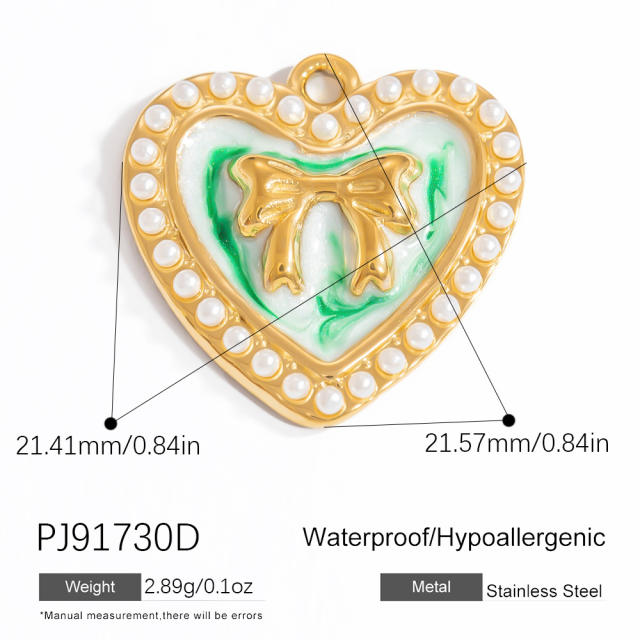 Color enamel heart flower diy jewelry charms stainless steel charms