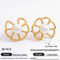 18KG hollow out flower big earrings stainless steel earrings