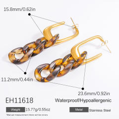 Stainless Steel 18k Leopard Print Gold Earrings dangle earrings