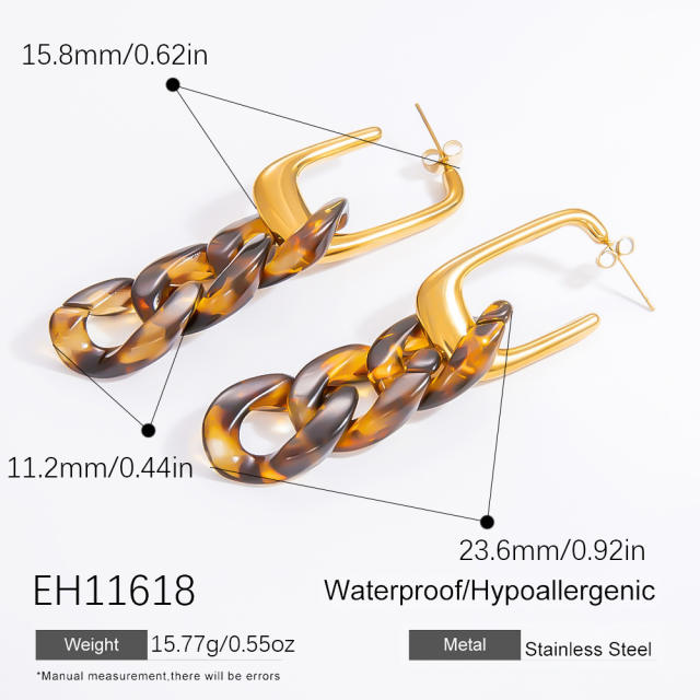 Stainless Steel 18k Leopard Print Gold Earrings dangle earrings