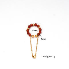 Natural stone bead stainless steel ear cuff chain stainless steel ear cuff