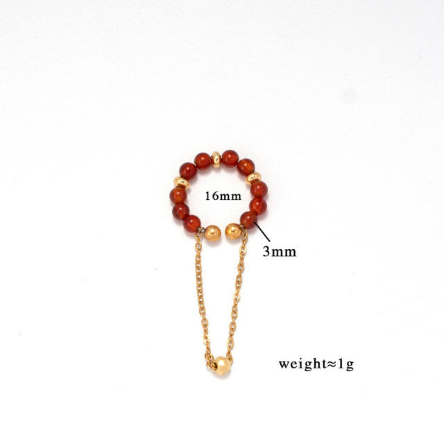 Natural stone bead stainless steel ear cuff chain stainless steel ear cuff