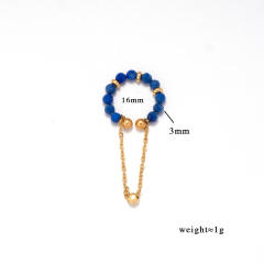 Natural stone bead stainless steel ear cuff chain stainless steel ear cuff