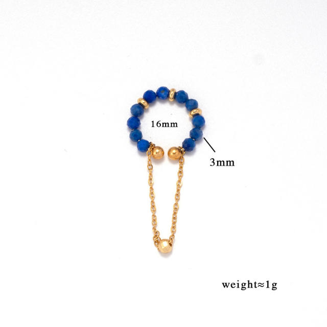 Natural stone bead stainless steel ear cuff chain stainless steel ear cuff