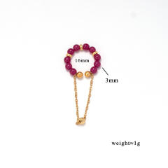 Natural stone bead stainless steel ear cuff chain stainless steel ear cuff