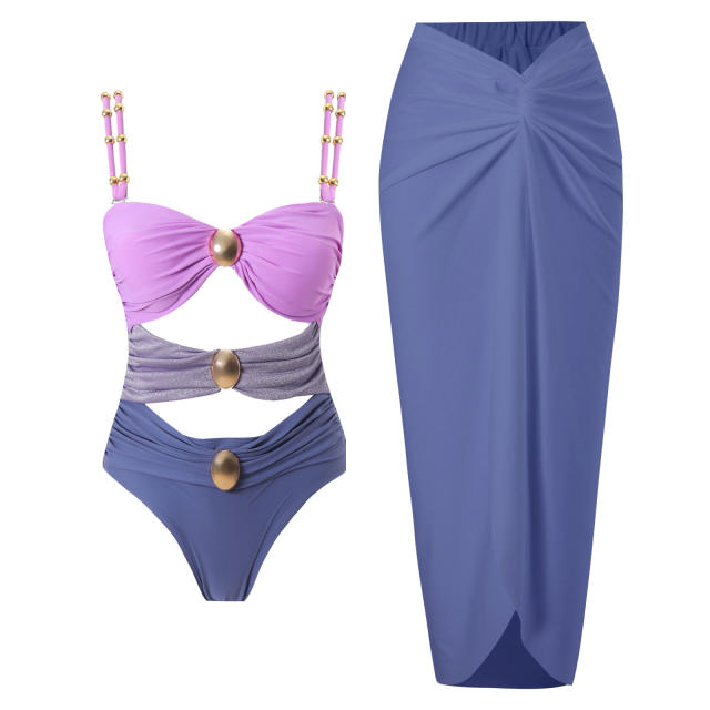 New Split Two-piece Bikini Swimsuit Women's Tight Slimming Chiffon Skirt Swimwear suit