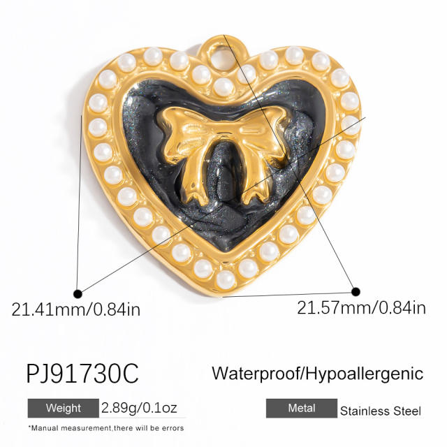 Color enamel heart flower diy jewelry charms stainless steel charms