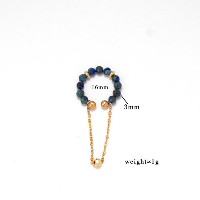 Natural stone bead stainless steel ear cuff chain stainless steel ear cuff