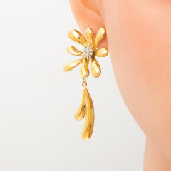 Stainless Steel 18k Leopard Print Gold Earrings dangle earrings