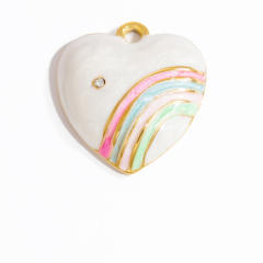 Color enamel heart flower diy jewelry charms stainless steel charms