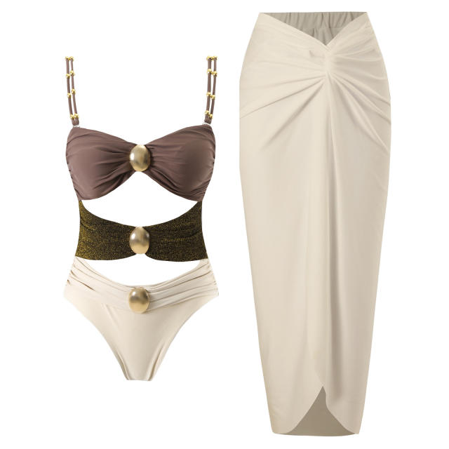 New Split Two-piece Bikini Swimsuit Women's Tight Slimming Chiffon Skirt Swimwear suit