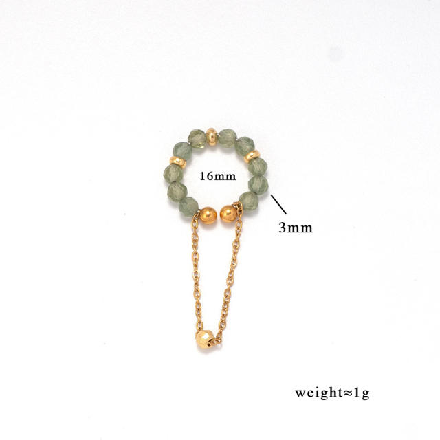 Natural stone bead stainless steel ear cuff chain stainless steel ear cuff